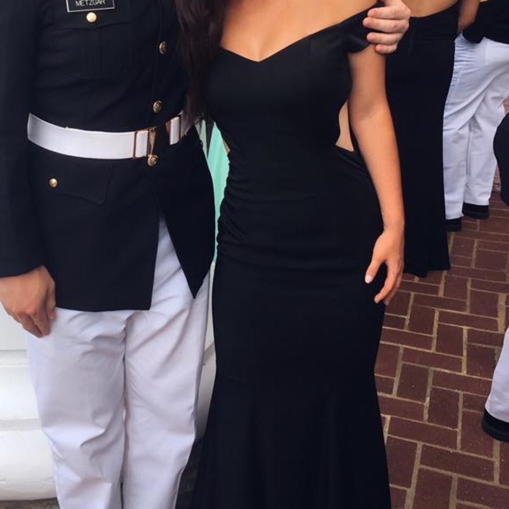 Black off the shoulder gown